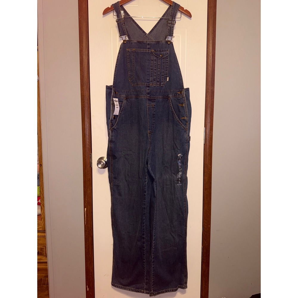 NWT Old Navy Vintage 2004 Wide Leg Denim Overalls Sz Large